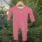 Bamboo Zip Pajamas- Peppermint Stripe Ribbed