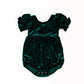 Quinn Romper in Crushed Green Velvet