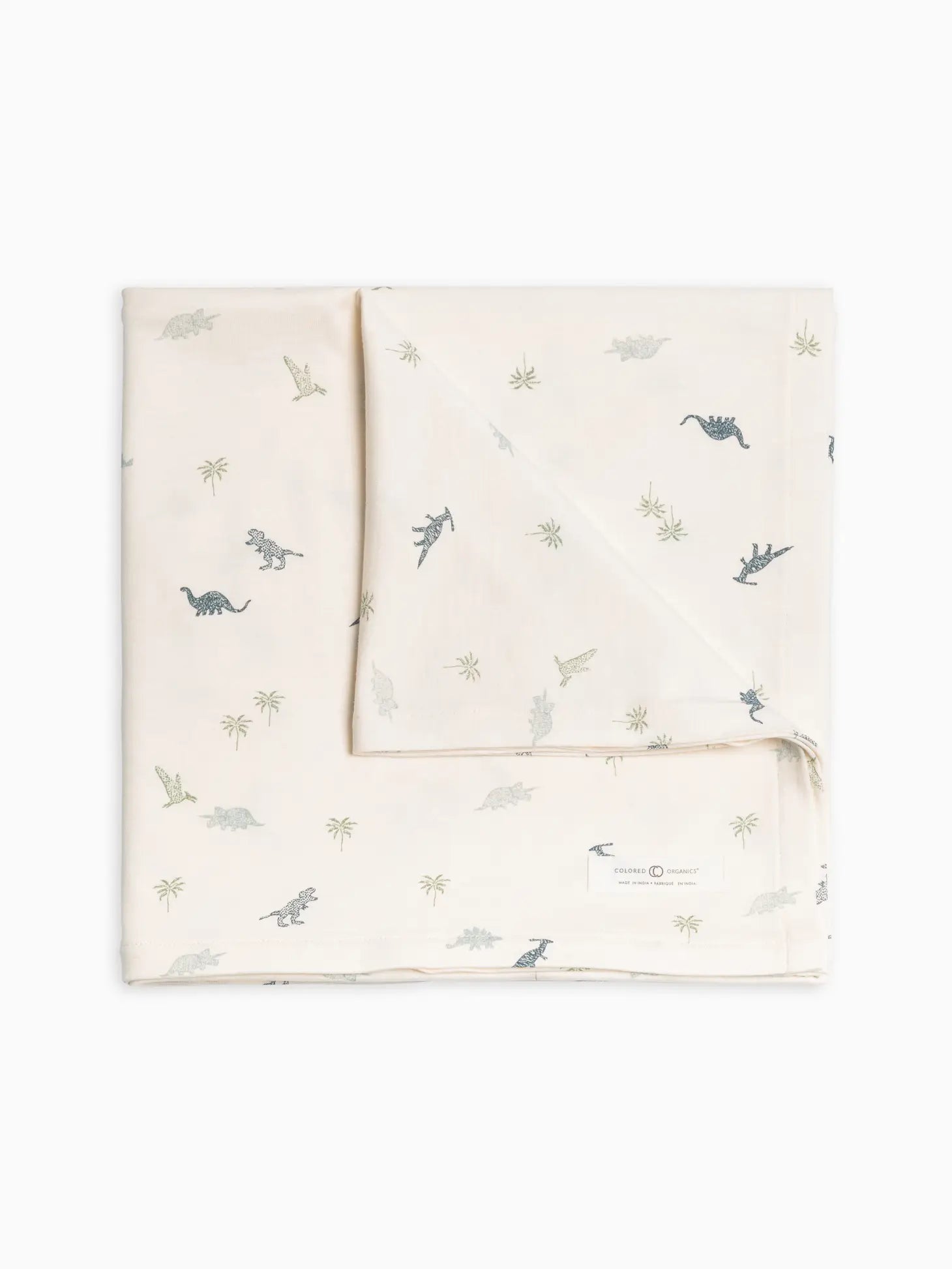 Organic Baby Swaddle Blanket - Dino / Thyme - Lulie