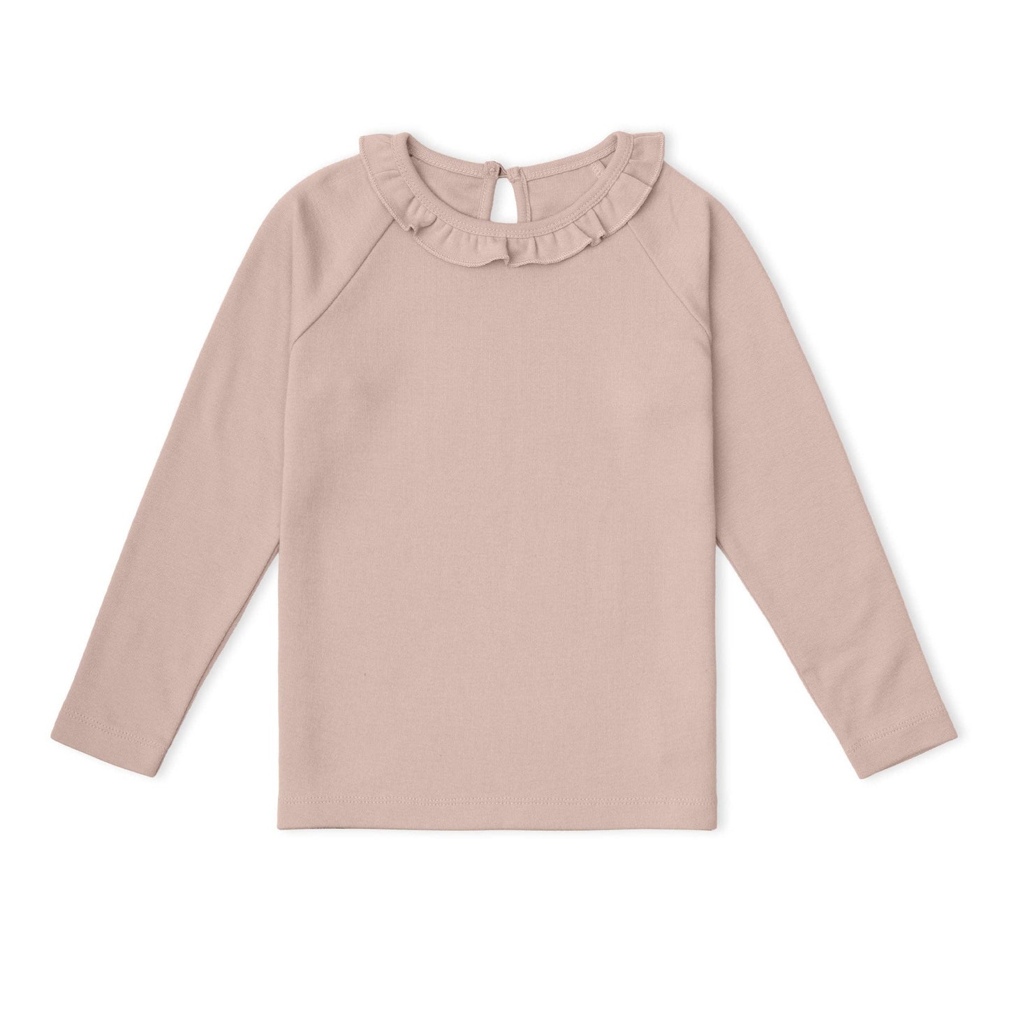 Organic Ruffle Neck Top - Dusty Rose