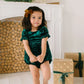 Quinn Romper in Crushed Green Velvet