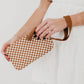 Emma Woven Clutch Wristlet: Tan Checkered