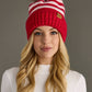 Red & Pink Striped Pom Hat