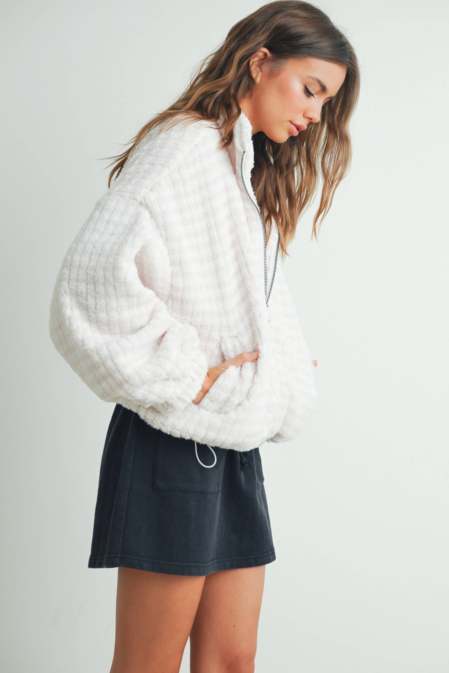 Fall Collared Puffer Jacket - Cream