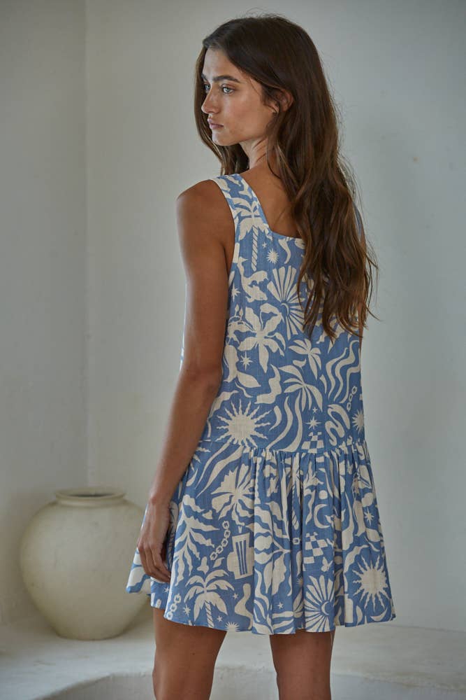 Print Detail Mini Dress