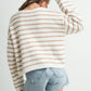 Basic Striped Knit Sweater - Taupe