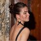 Black Clara Velvet Bow Hoop Earrings