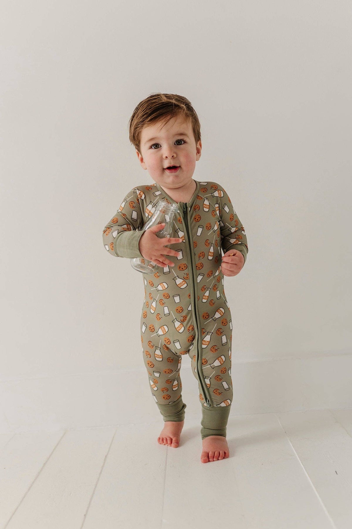 Bamboo Zip Romper- Cookies 'n Milk