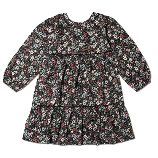 Organic Long Sleeve Tiered Dress - Bohemian Floral