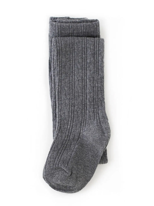 Charcoal Gray Cable Knit Tights