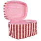 Pink and Wine Striped Cute Makeup Bag