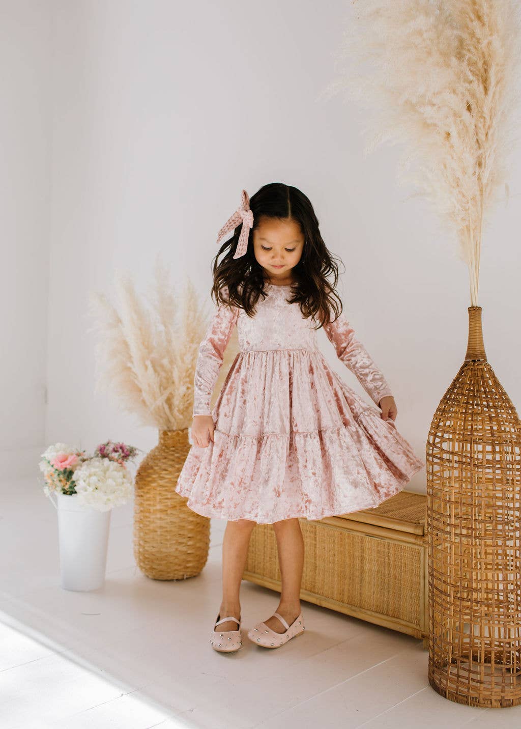 Gwendolyn Ruffle Dress in Crushed Blush