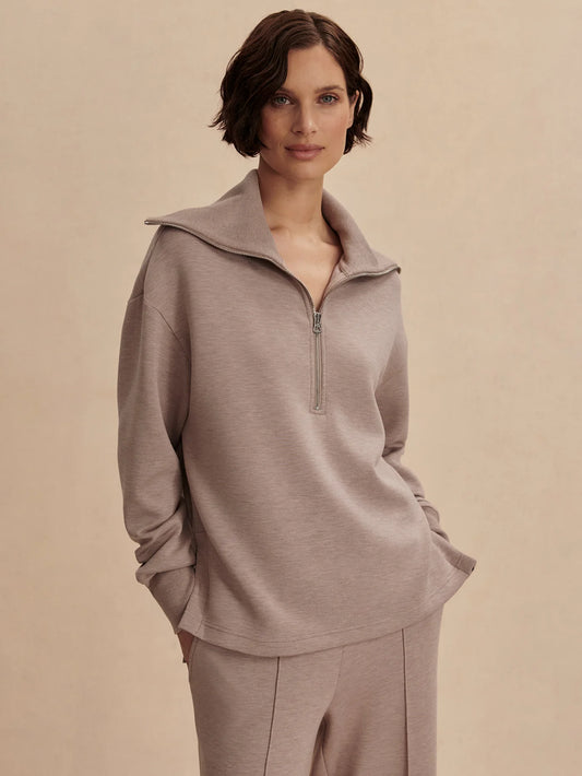 Larson Half Zip Sweat- Taupe Marl