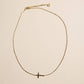 Gold Waterproof Sideways Cross Necklace