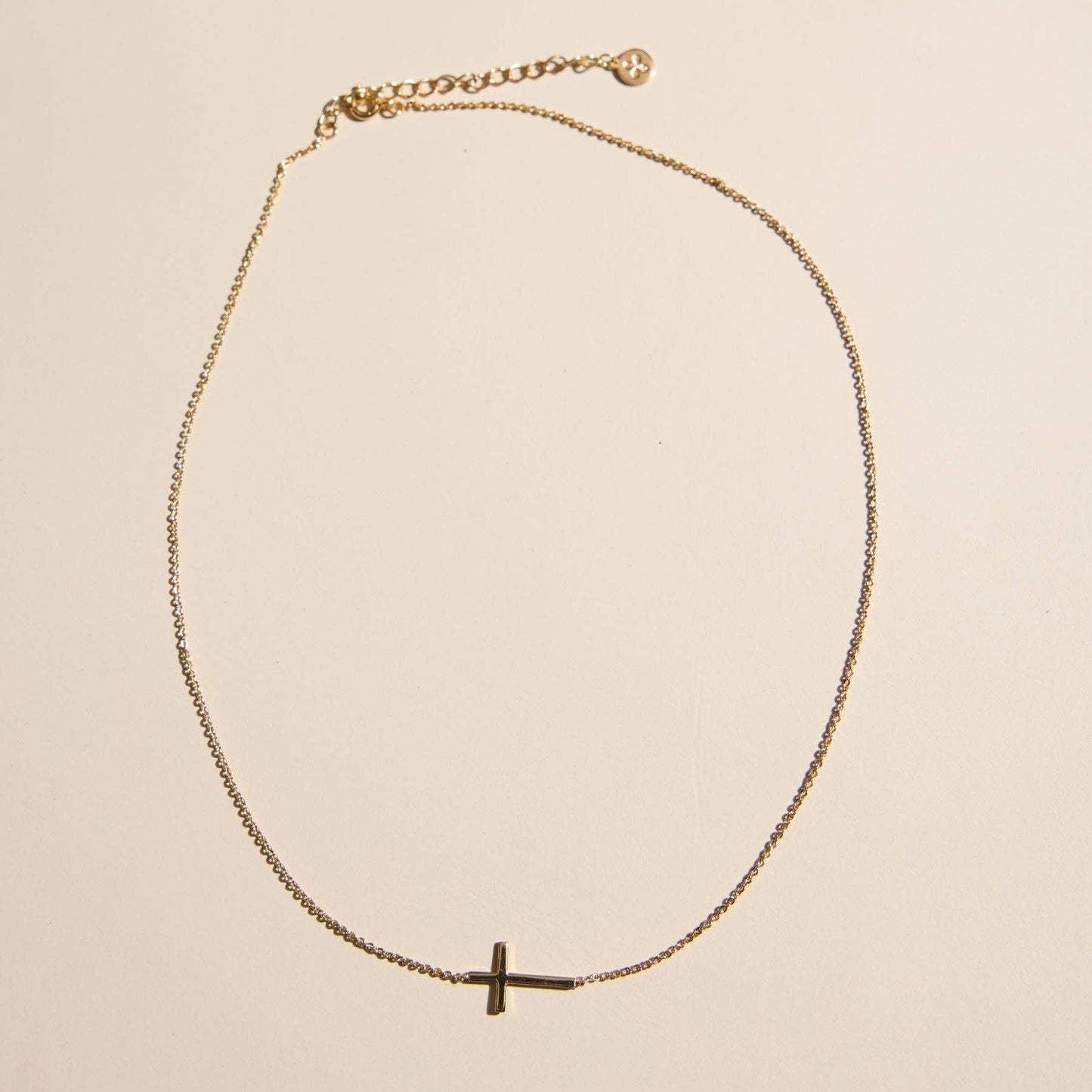 Gold Waterproof Sideways Cross Necklace