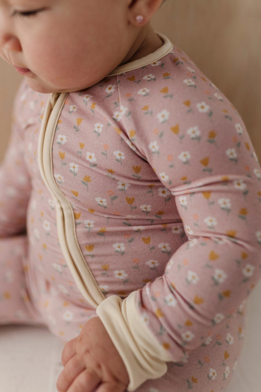 Long Sleeve Zip Romper- Mini Daisy