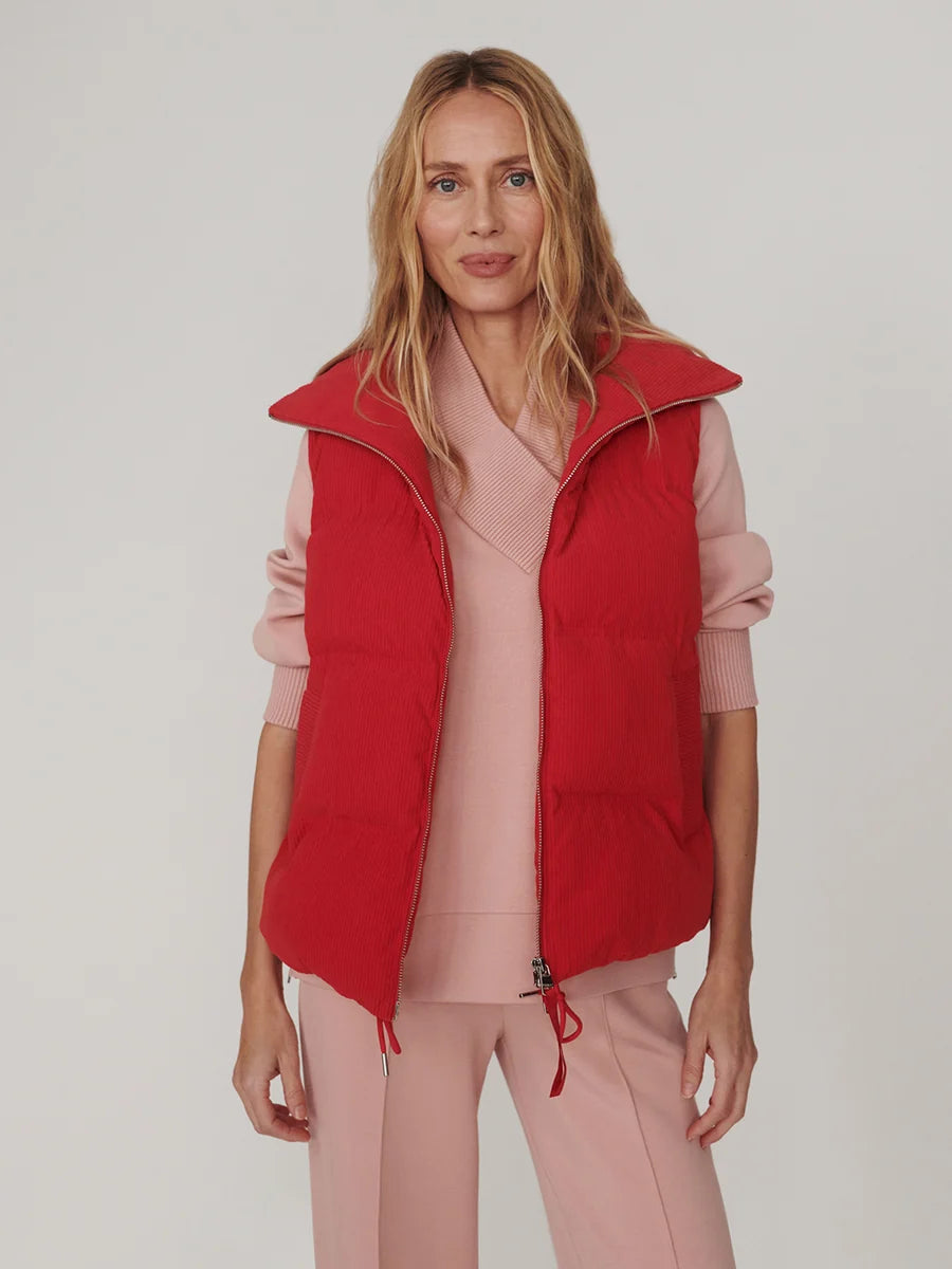 Lilah Cord Puffer Gilet- Pink Begonia