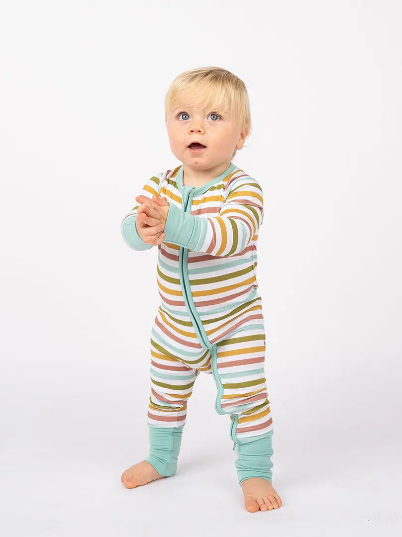 Striped Bamboo Baby Pajamas - Spring Stripes - Lulie