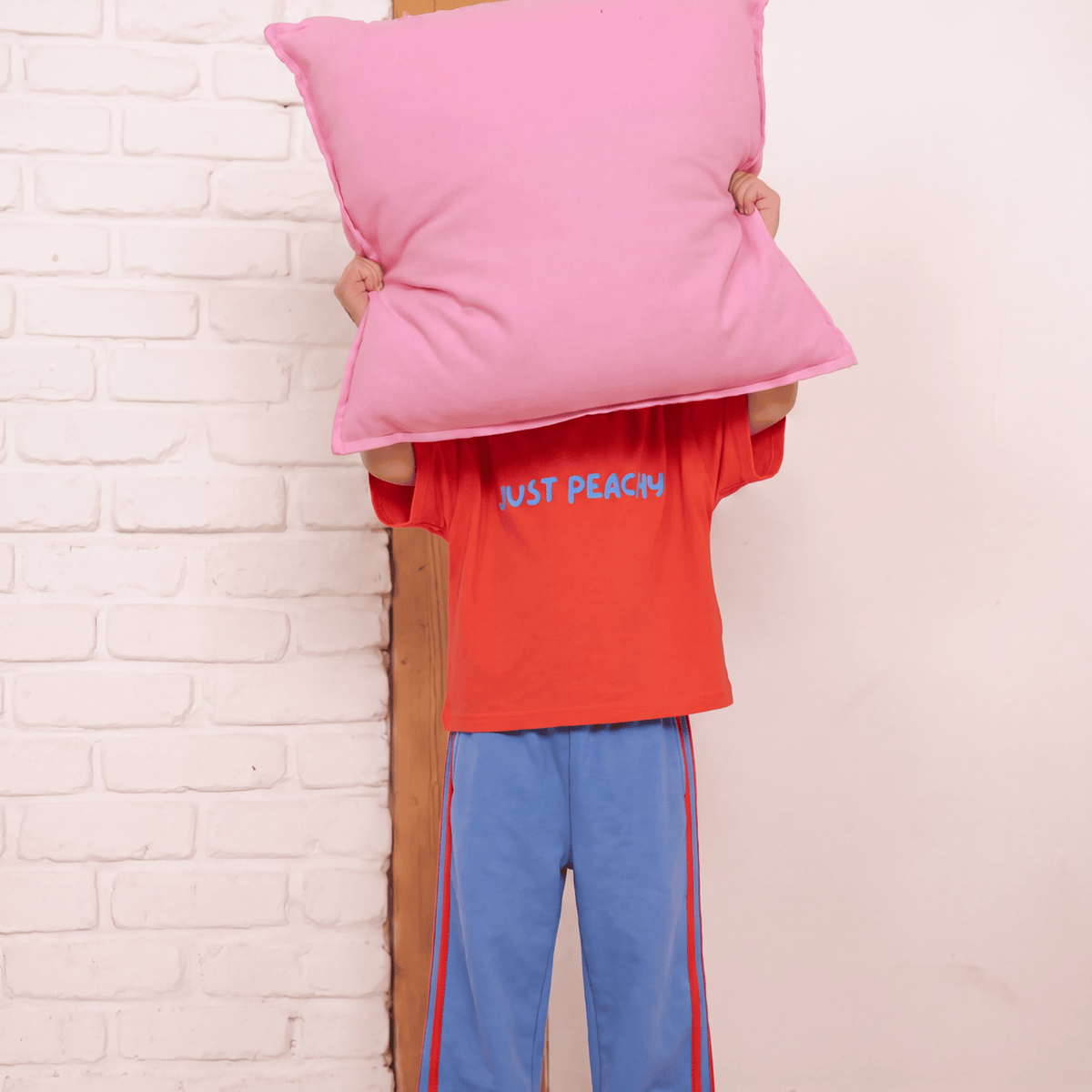 Organic Track Pant- Cornflower/Tomato