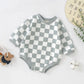 Checkerboard Bubble Sweater Romper - French Terry - Lulie