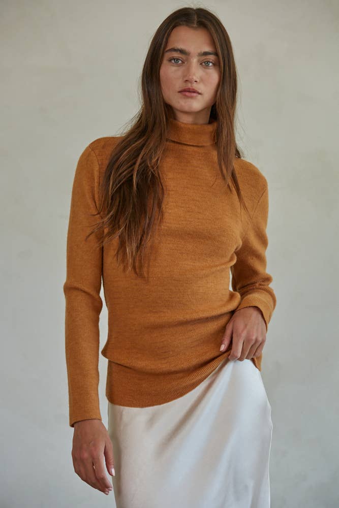Knit Sweater Turtle Neck- Camel