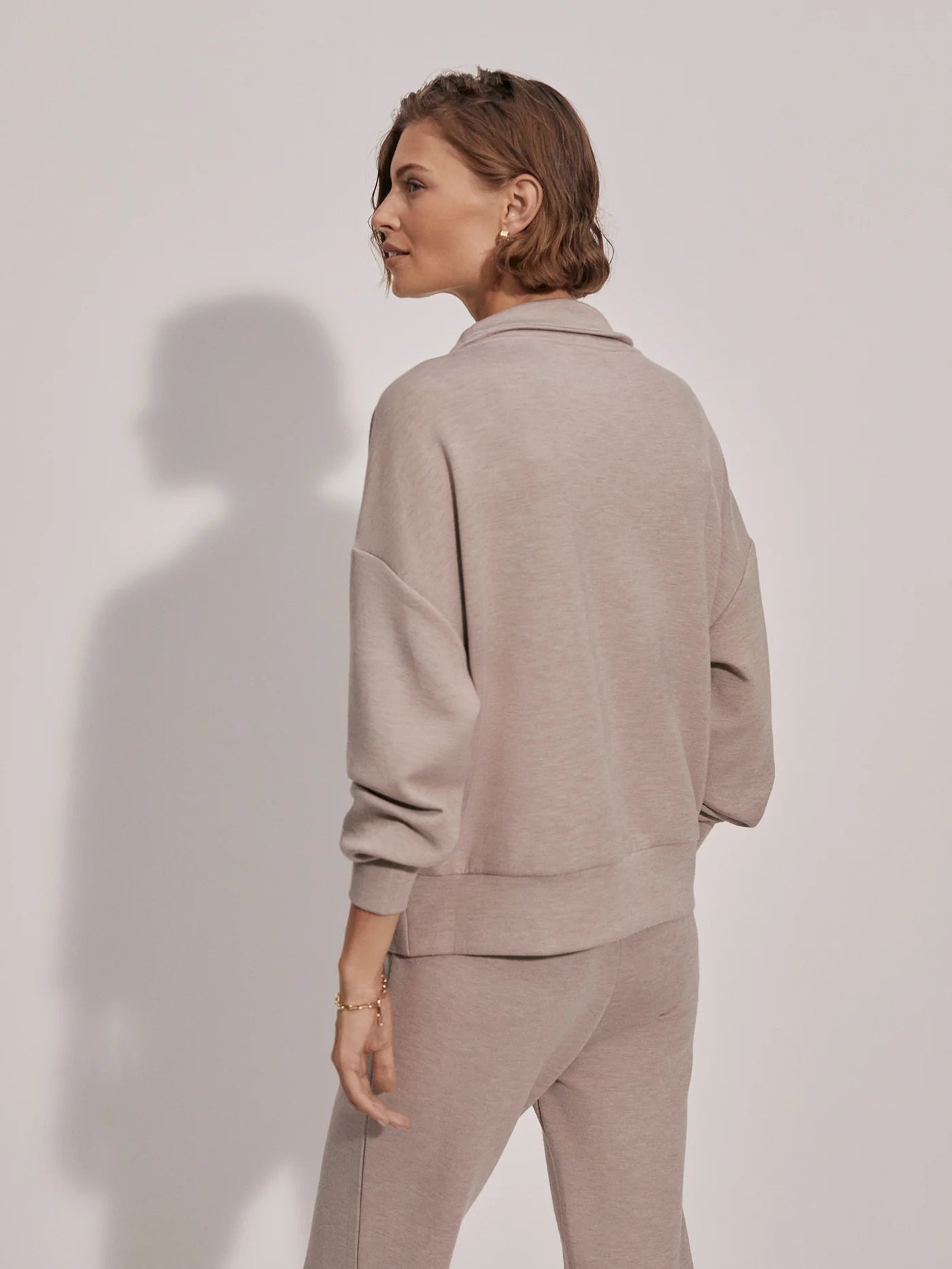 Hawley Half Zip Sweat- Taupe Marl