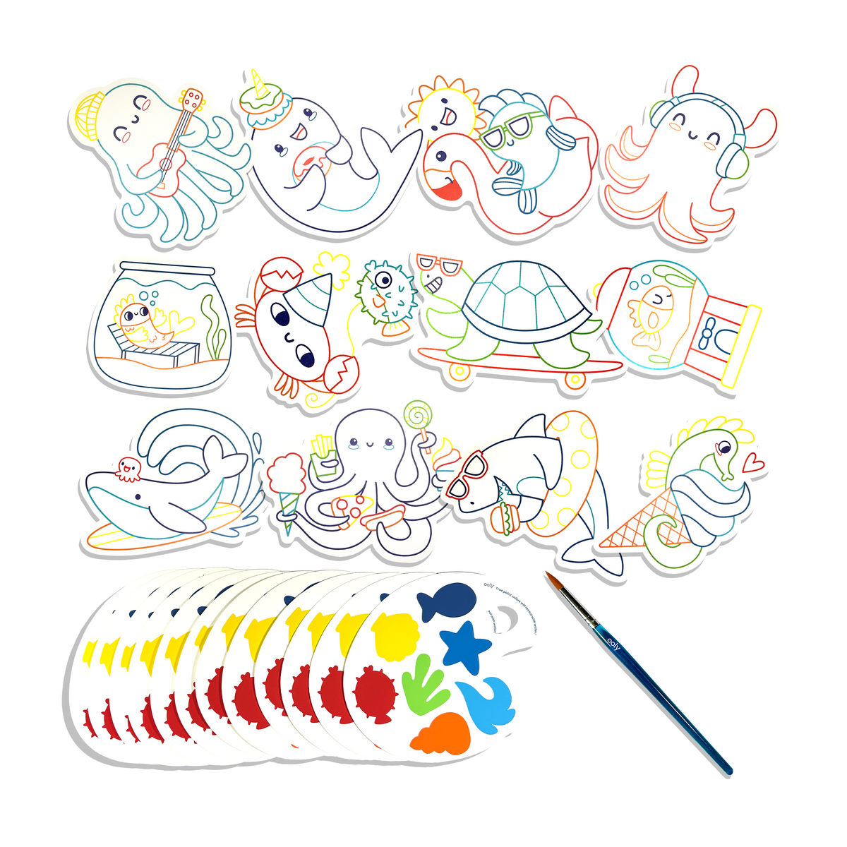 Playful Painters: Easy Watercolor Painting Kit - Ocean Pals (25 PC Set)