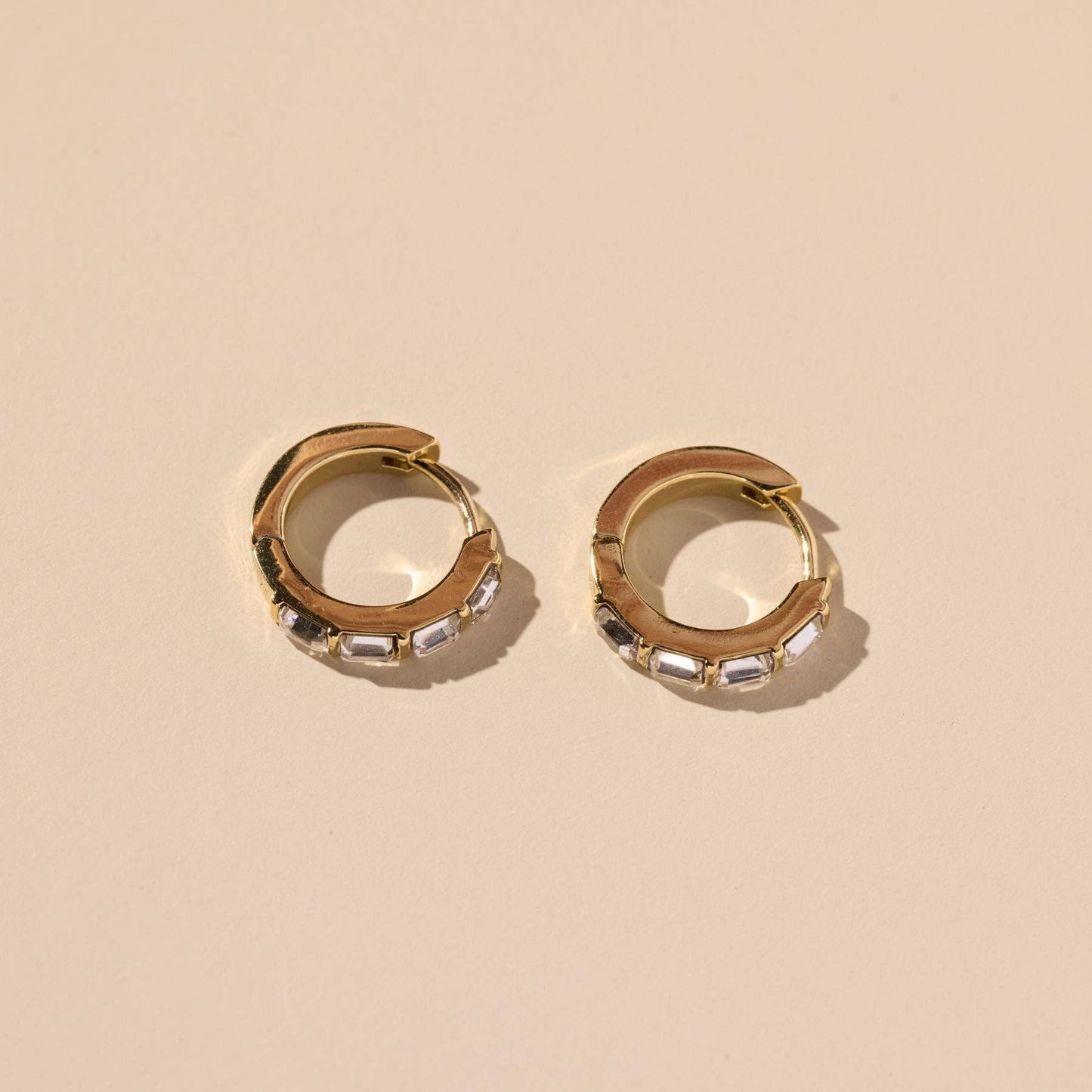 Classic Crystal Baguette Huggie Earrings