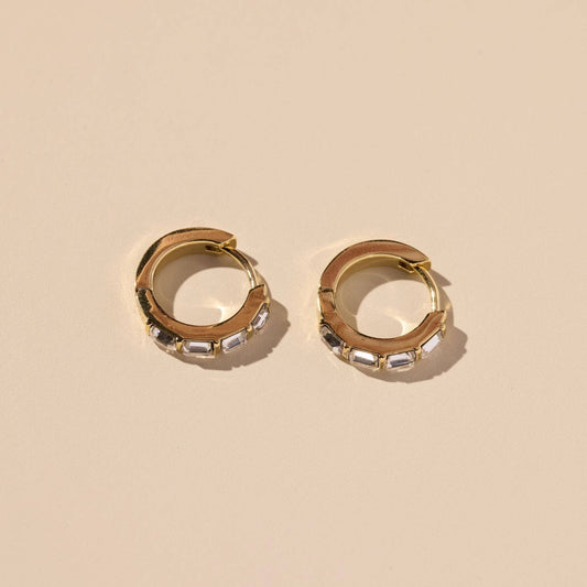 Classic Crystal Baguette Huggie Earrings