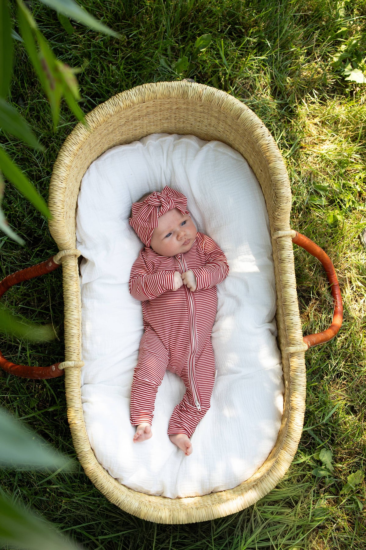 Bamboo Zip Pajamas- Peppermint Stripe Ribbed