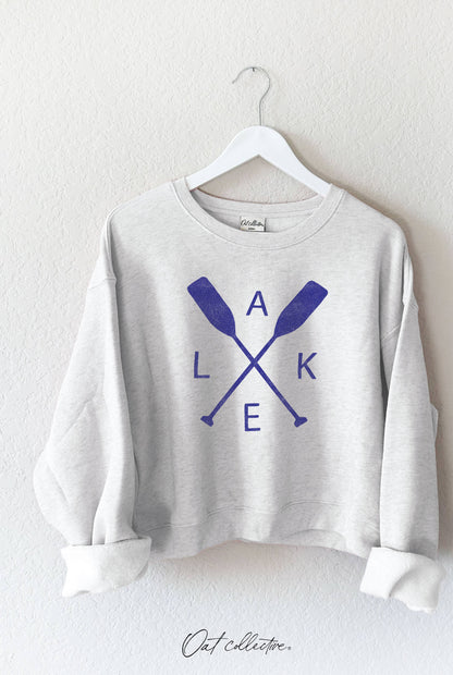 LAKE Mid Graphic Sweatshirt- White Heather