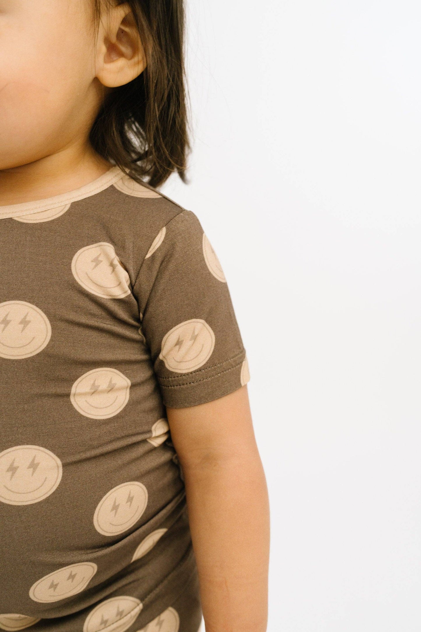 Neutral Smileys Bamboo Shorts Set