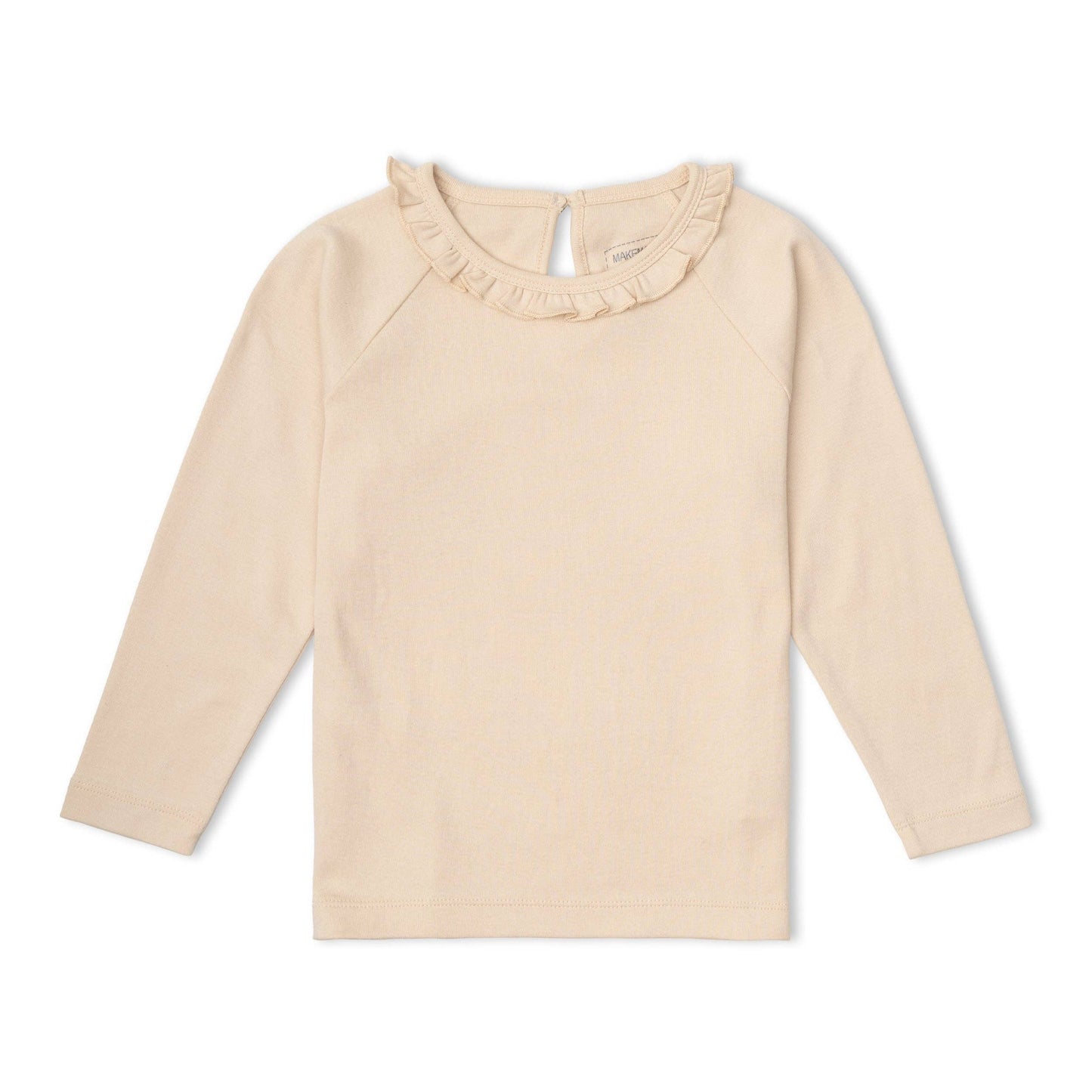 Organic Ruffle Neck Top - Oat