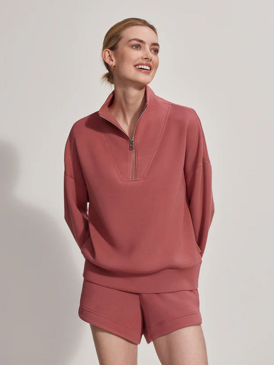 Hawley Half-Zip Sweat- Withered Rose