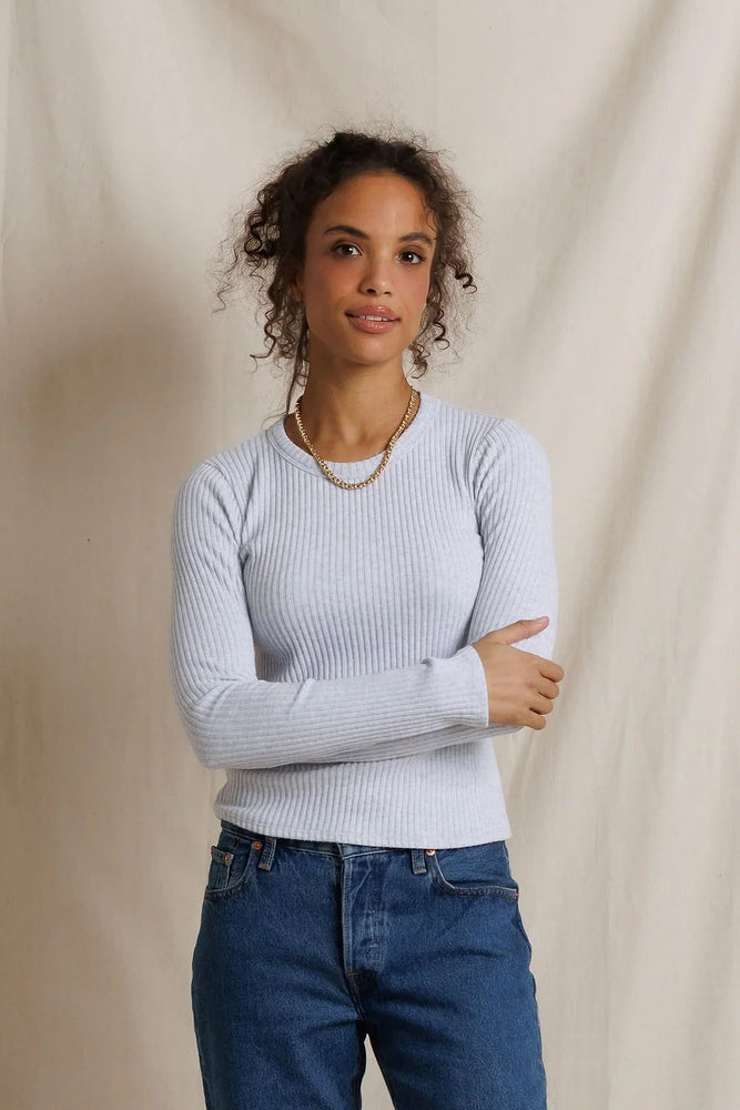 Flora Sweater Rib Long Sleeve- Heather Grey