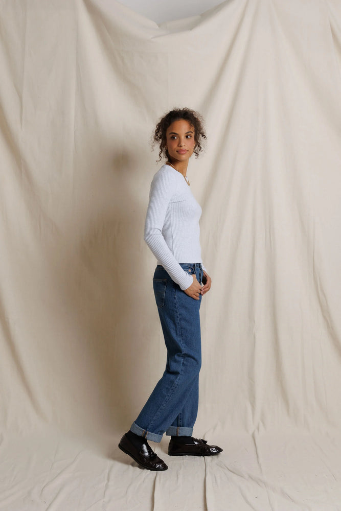 Flora Sweater Rib Long Sleeve- Heather Grey