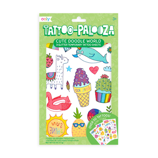 Tattoo-Palooza temporary Tattoo: Cute Doodle World
