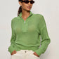 Open Knit 1/2 Zip Sweater Detox Green