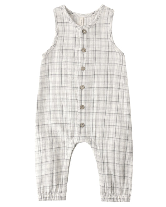 Woven Jumpsuit- Blue Plaid