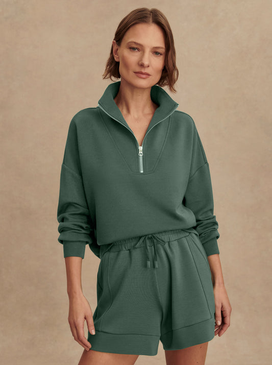 Hawley Half Zip Sweat- Dark Forest