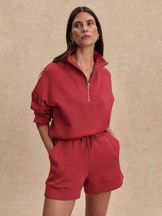 Hawley Half Zip Sweat- Rich Raspberry