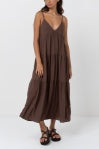 Classic Tiered Midi Dress- Chocolate