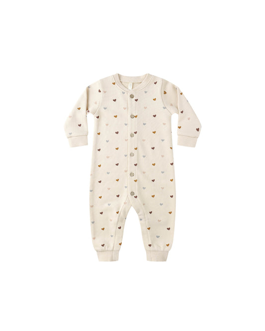 Button Down Jumpsuit- Hearts