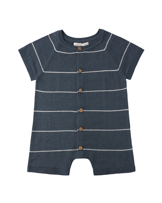 Liam Knit Romper- Navy Stripe