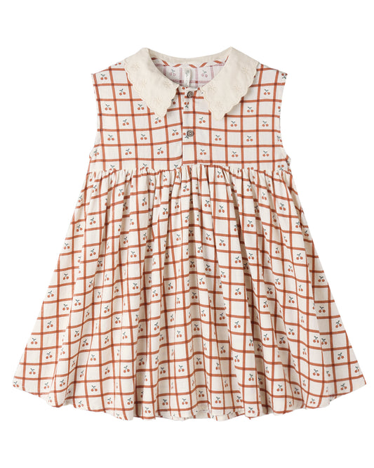 Collared Babydoll Dress- Cherry Check