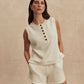 Marla Button Placket Tank- Pristine