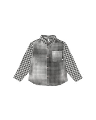 Collared Long Sleeve Shirt- Black Gingham