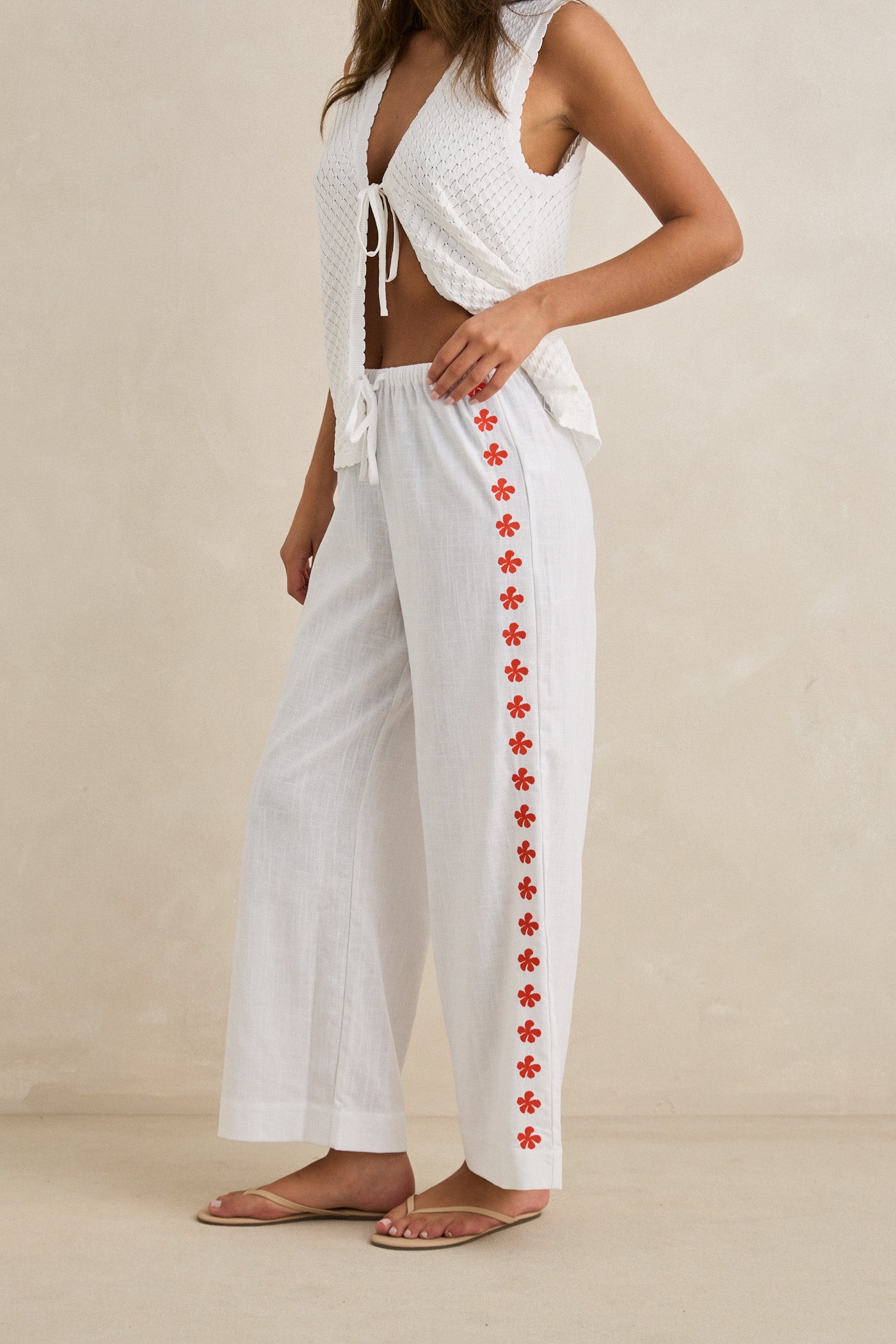 Melia Floral Embroidered Beach Pant