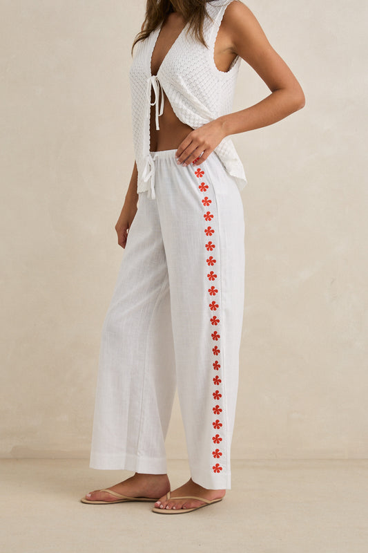 Melia Floral Embroidered Beach Pant