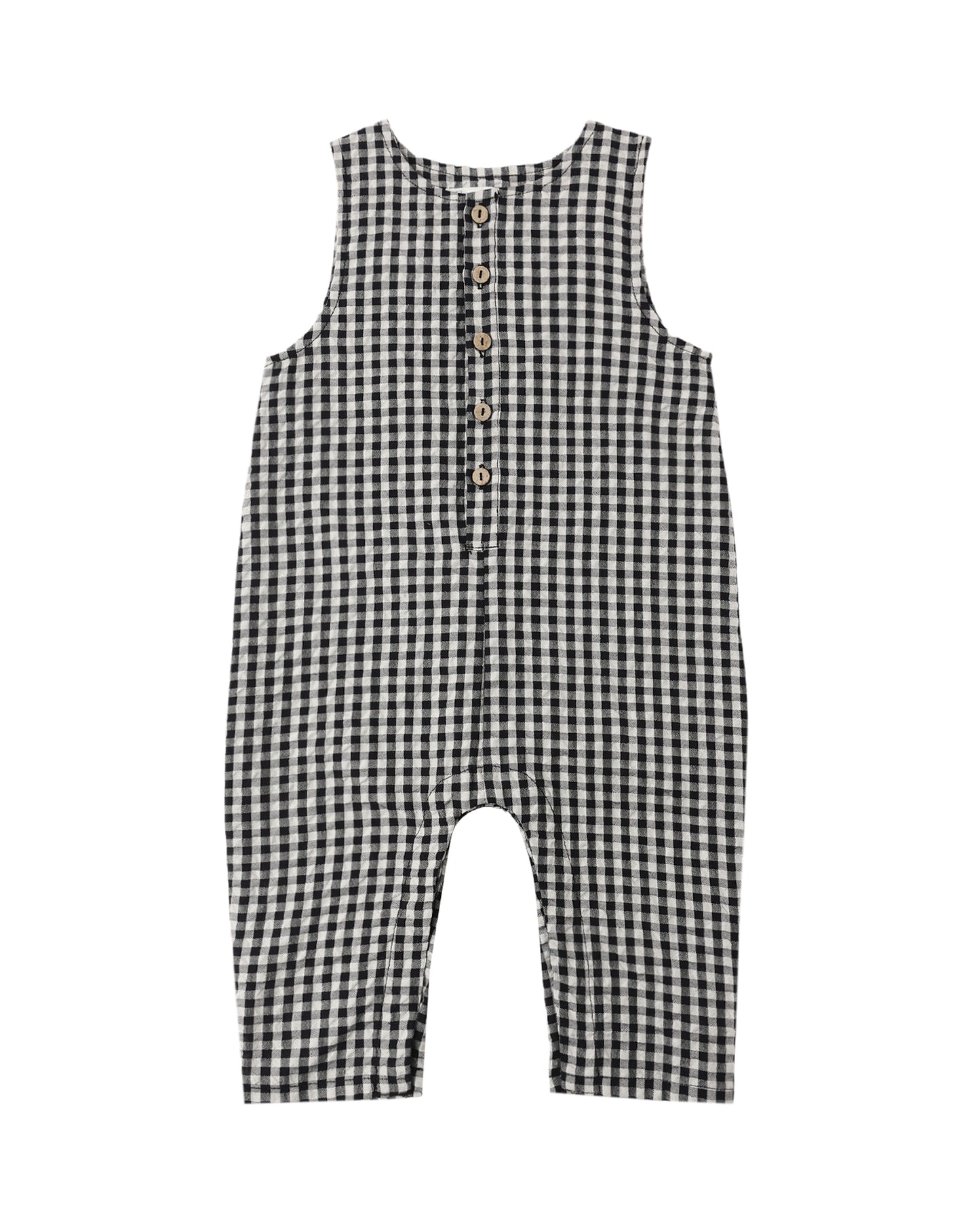 Button Jumpsuit- Black Check